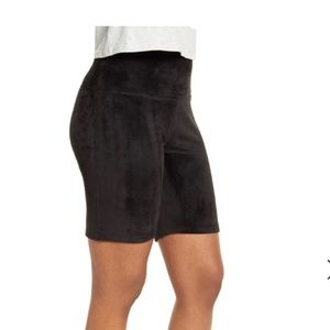BP BE PROUD By Bp Gender Inclusive Velour Bike Shorts In Black Rhinestoned Smile